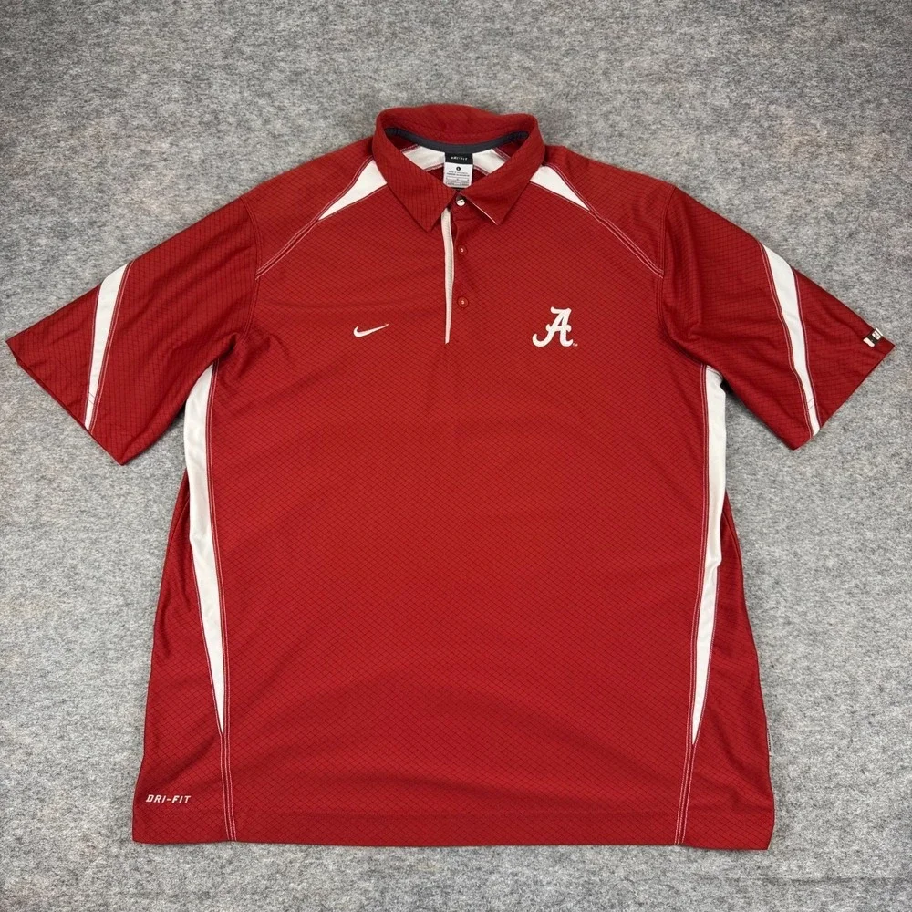 Nike Dri Fit Polo Shirt Alabama Crimson Tide Red Mens Large L